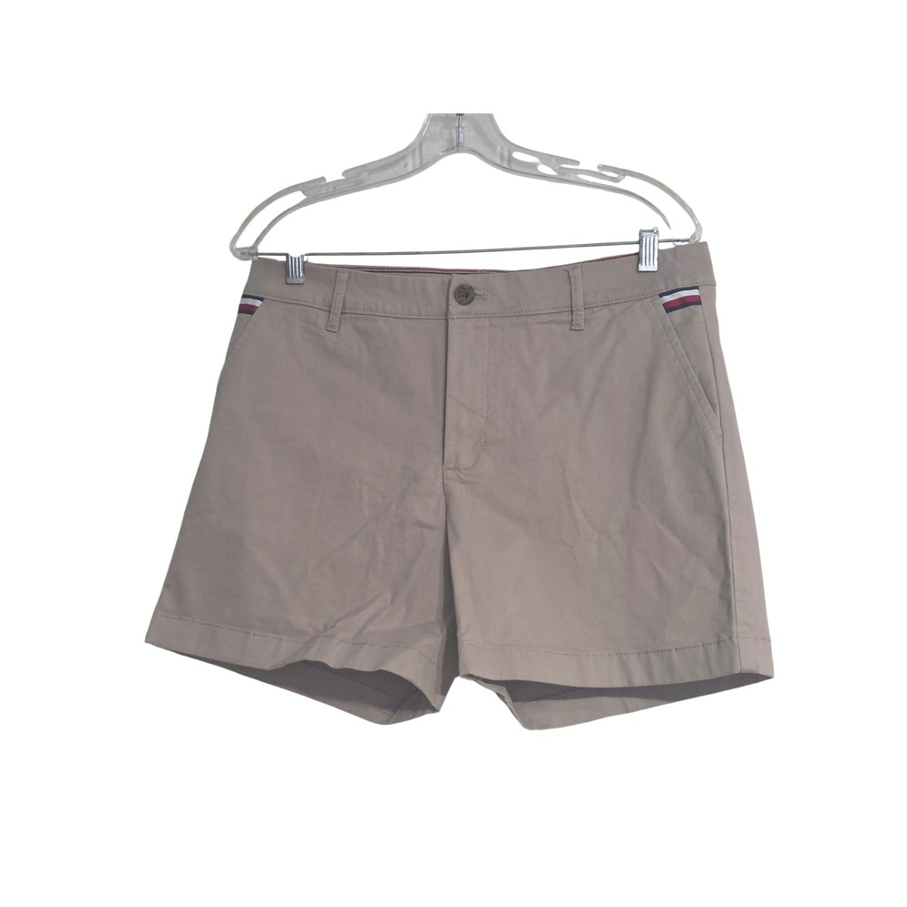 Tommy Hilfiger Womens 5" Classic Stretch Chino Shorts Khaki Tan Size 8 NWT